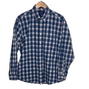 Pendleton Boulevard Blue Pink Plaid Button Up Shirt Men Size L BLEMISH